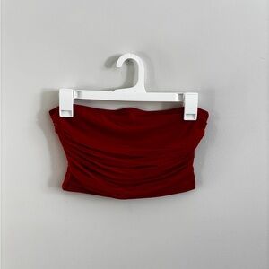 Red Ruched Tube Top - Women